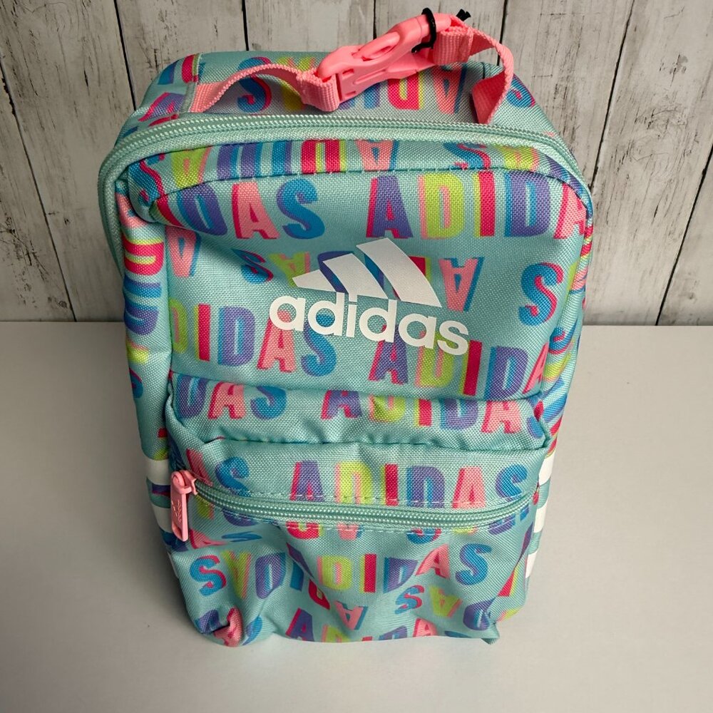 Adidas Santiago 3 Insulated Lunch Bag with Clip Lock Handle Aqua Pink Spark NWT - Picture 2 of 6